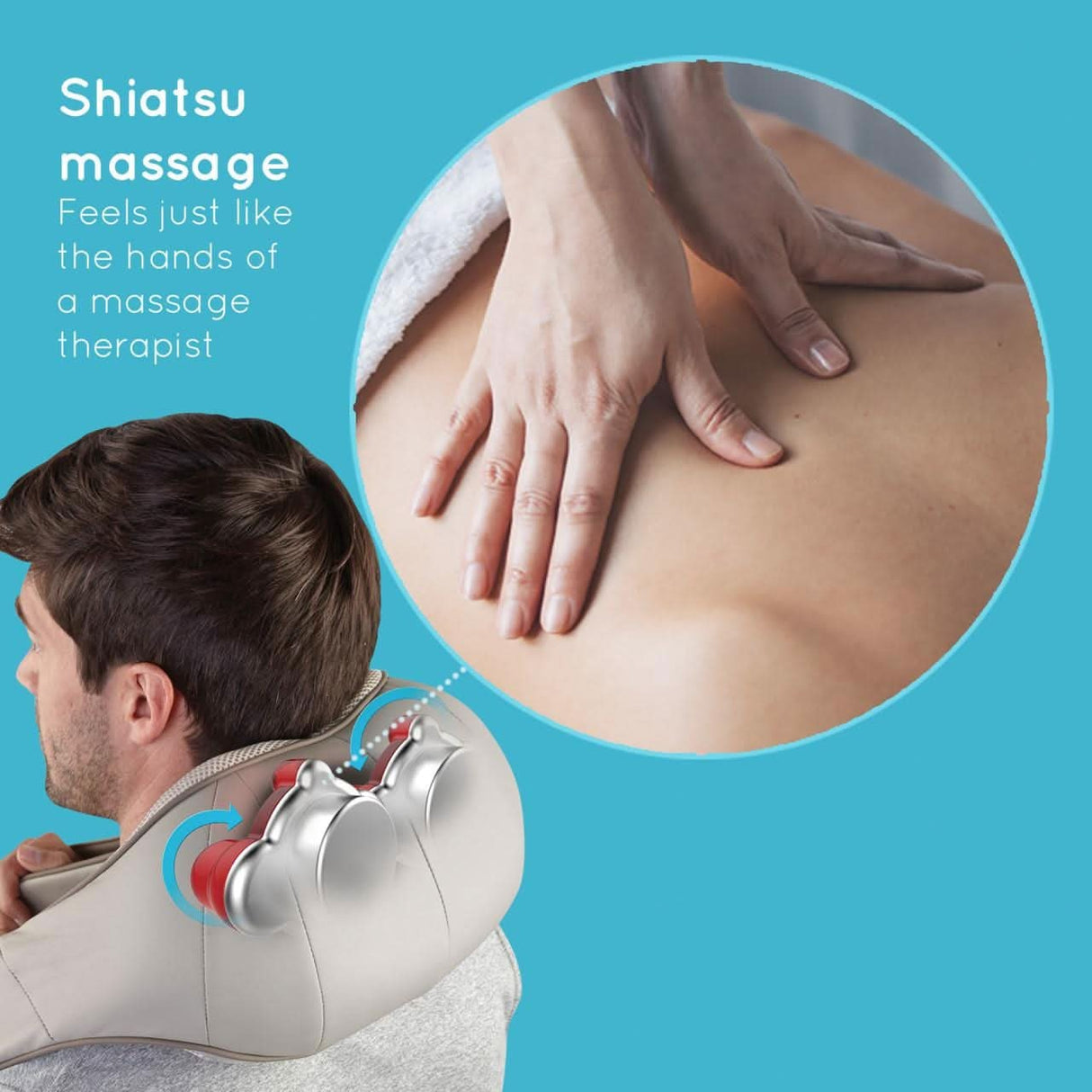 HoMedics Infared Shiatsu Neck Massager – Heat, 3 Speeds