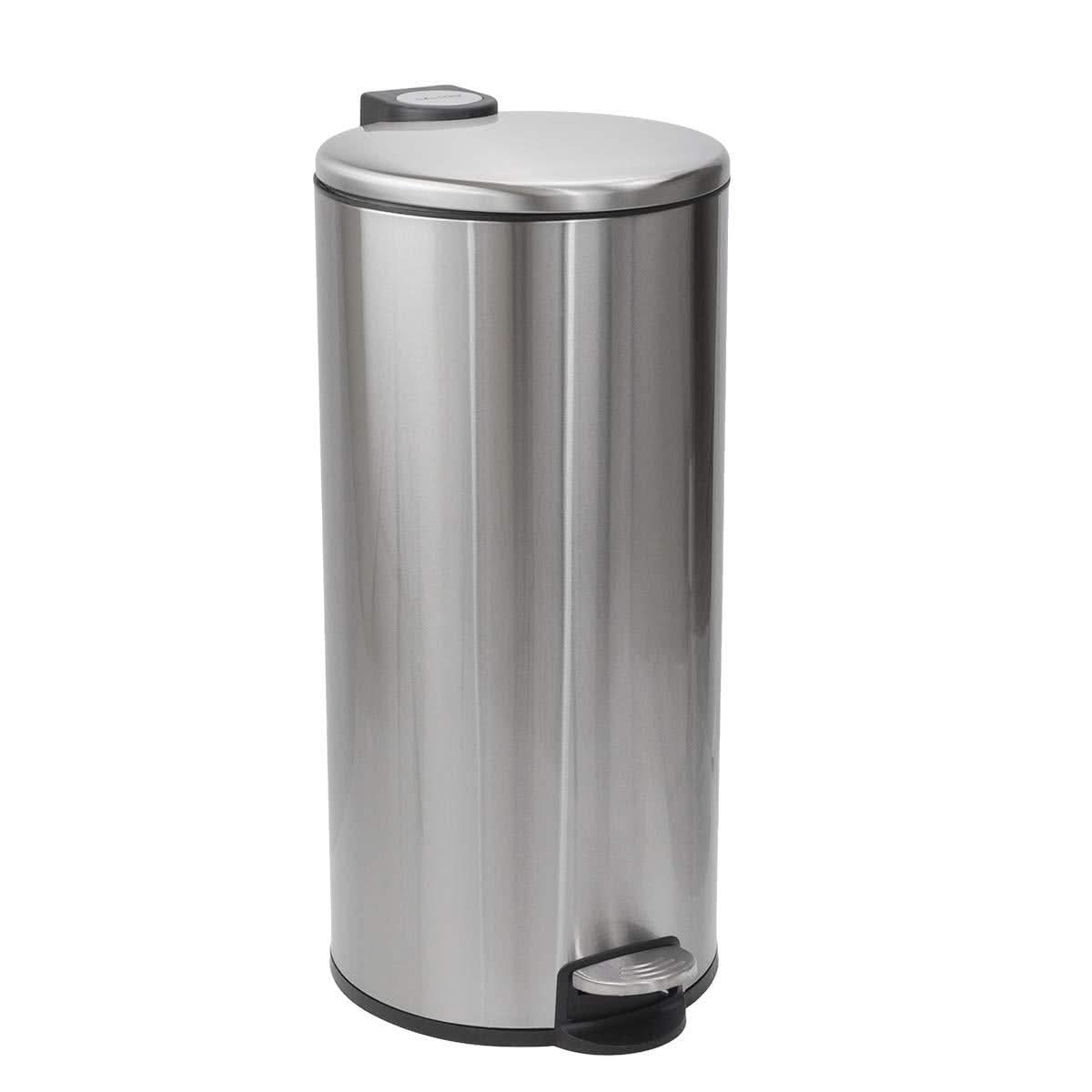 CALITEK 30 Litre Kitchen Bin Stainless Steel Odour Free Hands Free Operation with Fingerprint Proof Coating Silver
