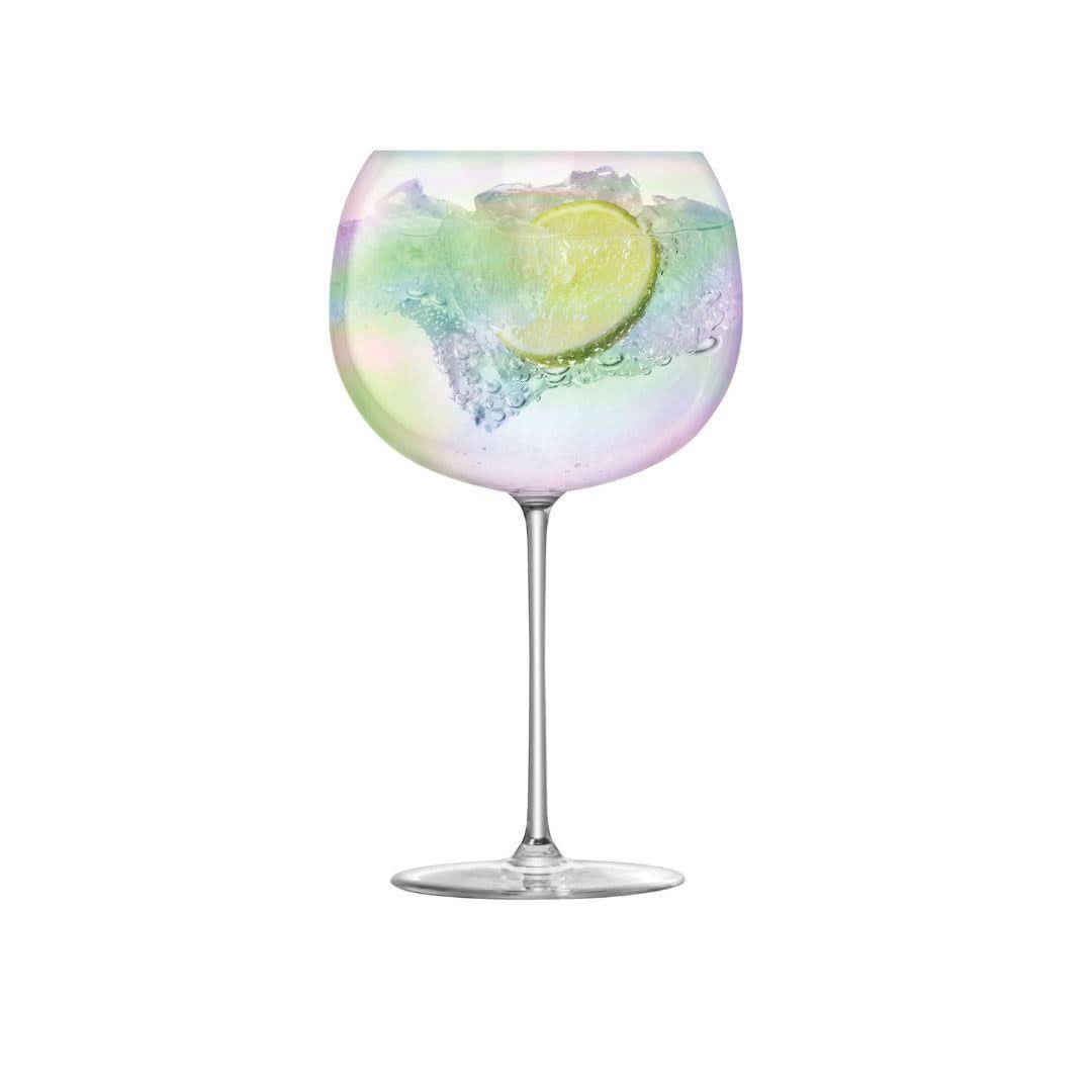 LSA Set of 4 Bubble Pearl Lustre Stemmed Balloon Glass Goblets 680ml