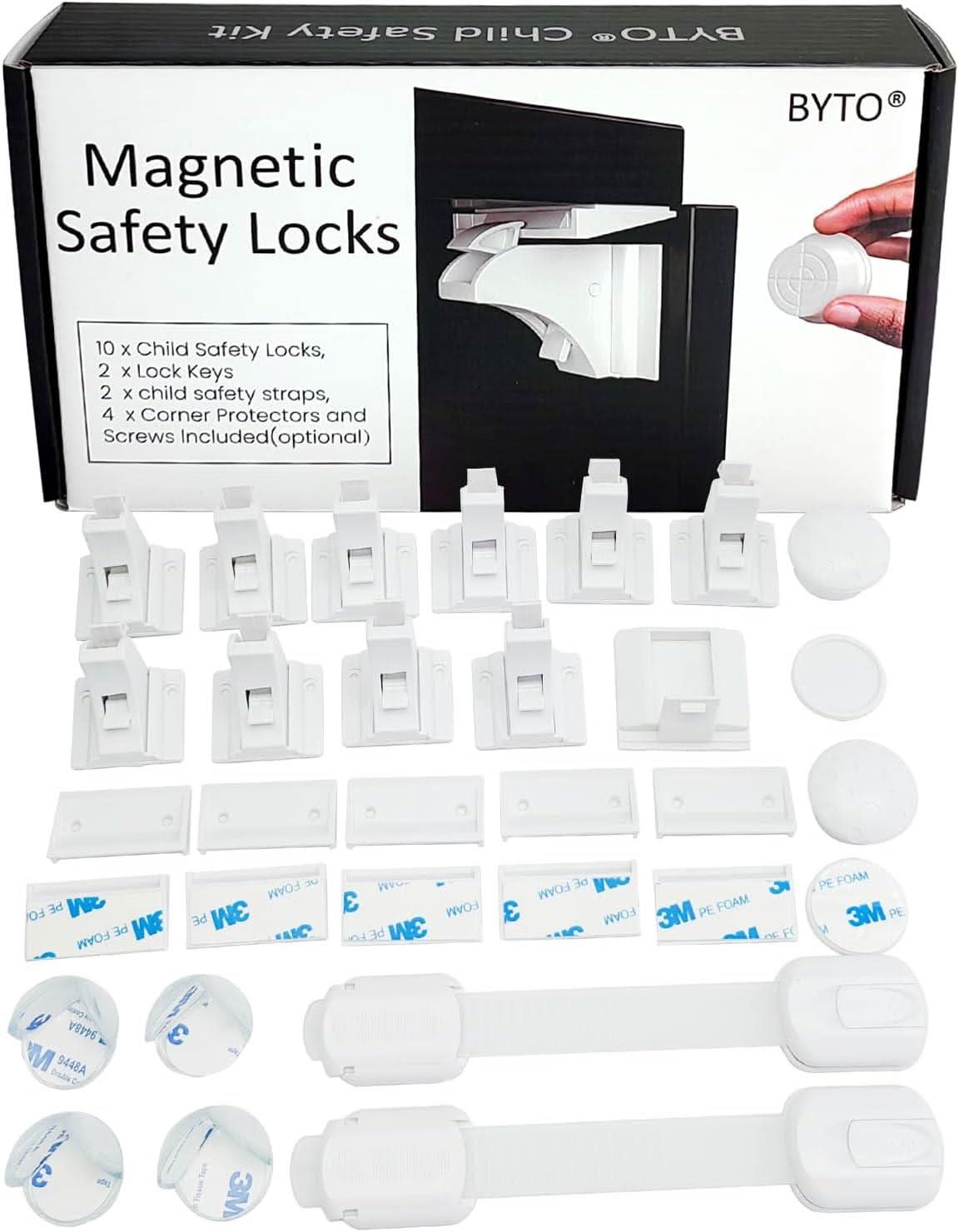 BYTO Magnetic Multi Child & Baby Safety Cupboard Locks White