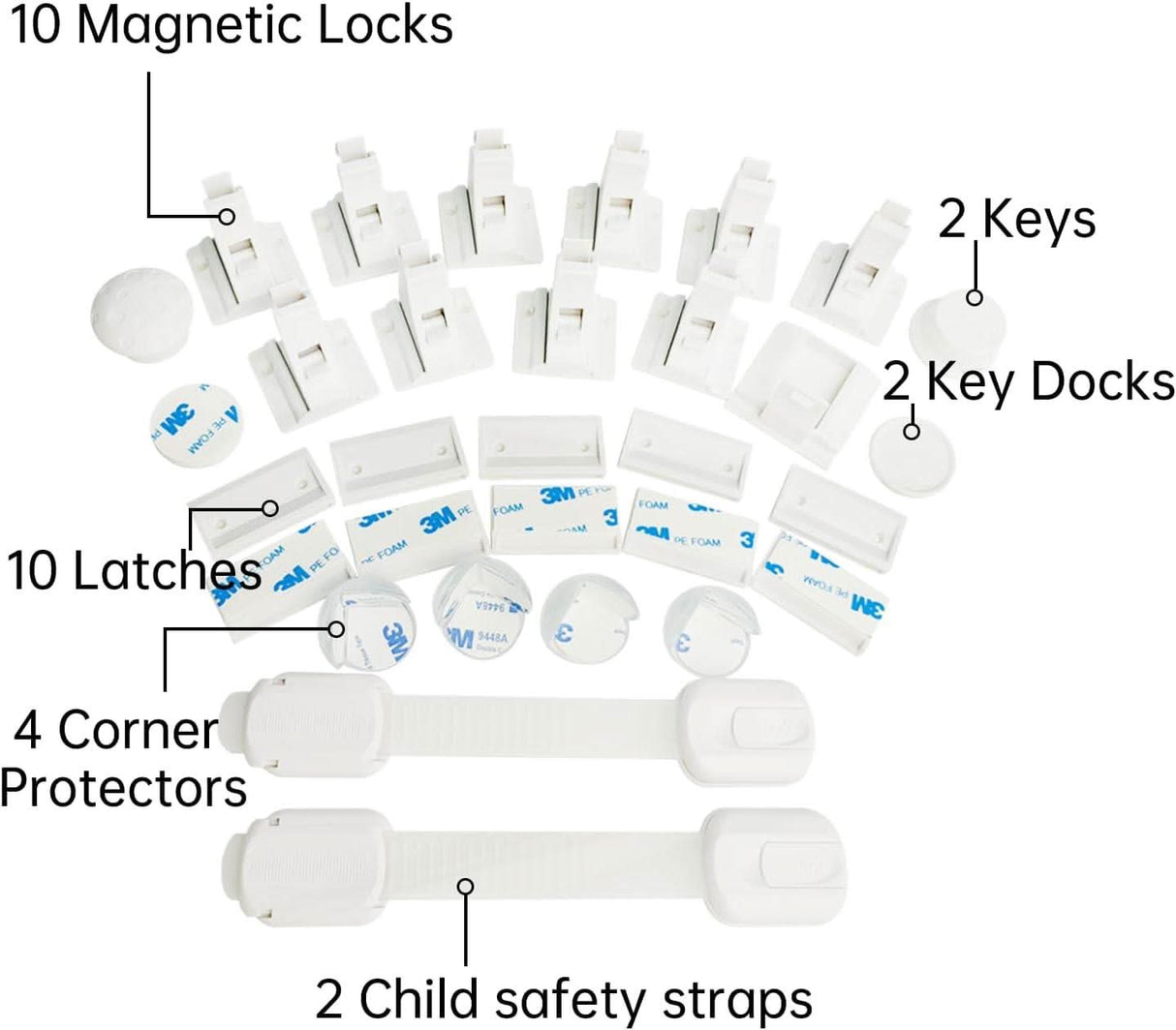 BYTO Magnetic Multi Child & Baby Safety Cupboard Locks White