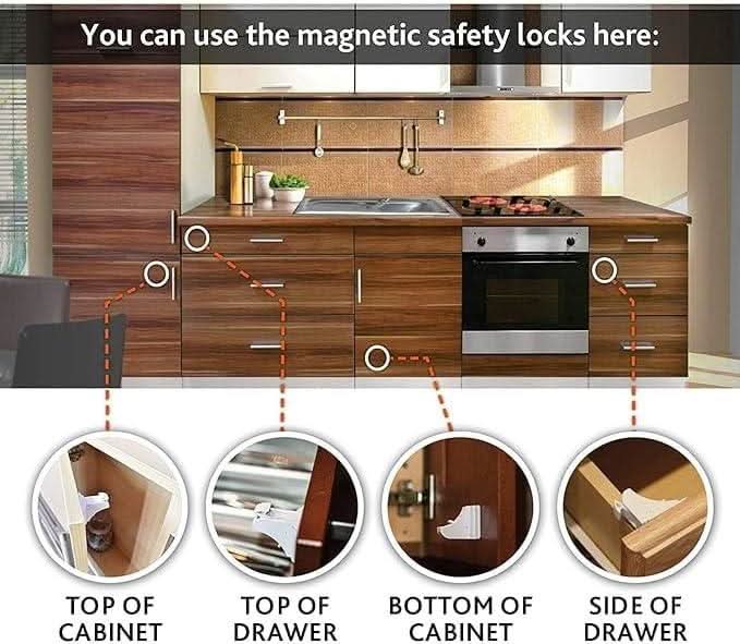 BYTO Magnetic Multi Child & Baby Safety Cupboard Locks White