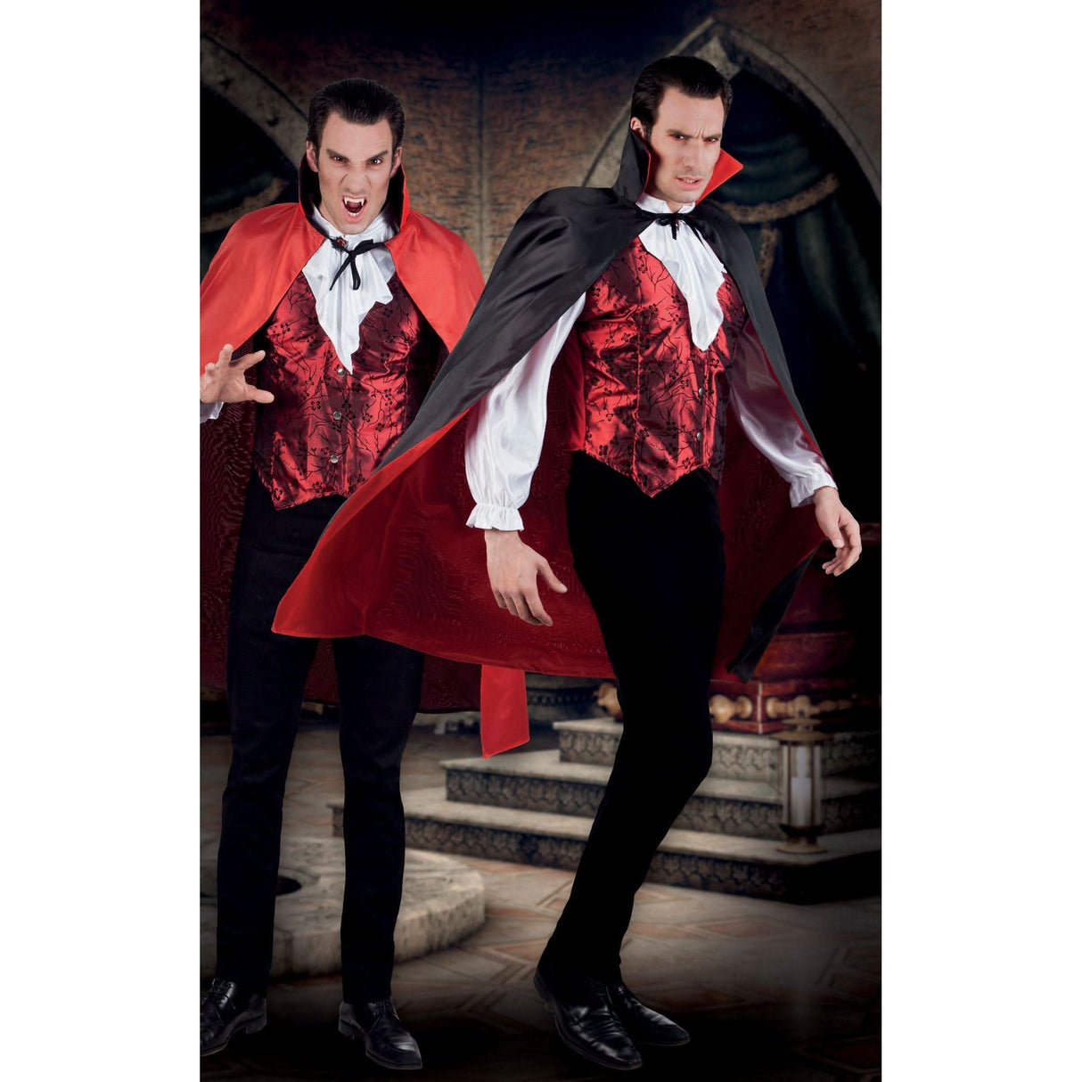 Men's Vampire Dracula Reversible Cape Halloween Fancy Dress