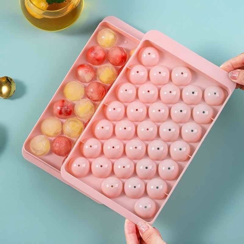 Mini Sphere Ice Cube Tray x 2 and Holder Pink