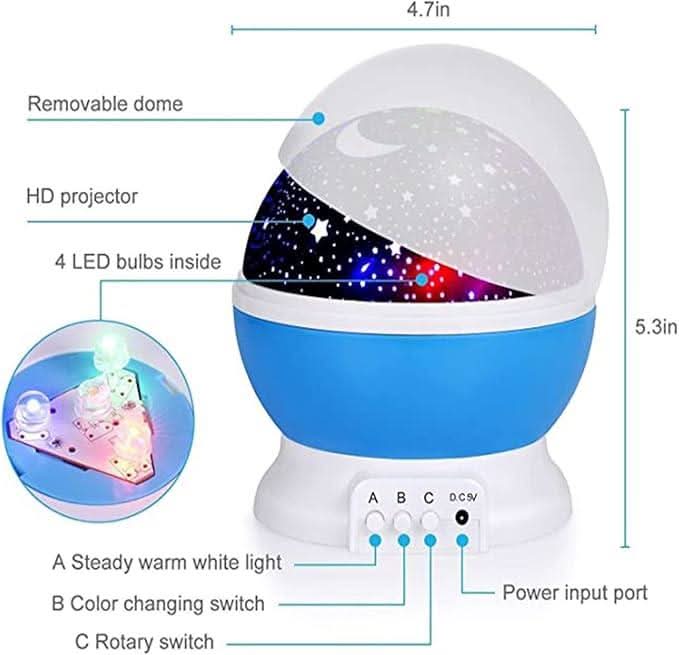DS Living Moon and Star Projector Night Light for Children Blue