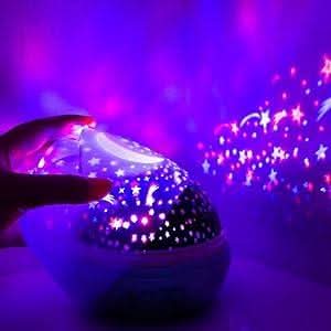 DS Living Moon and Star Projector Night Light for Children Purple