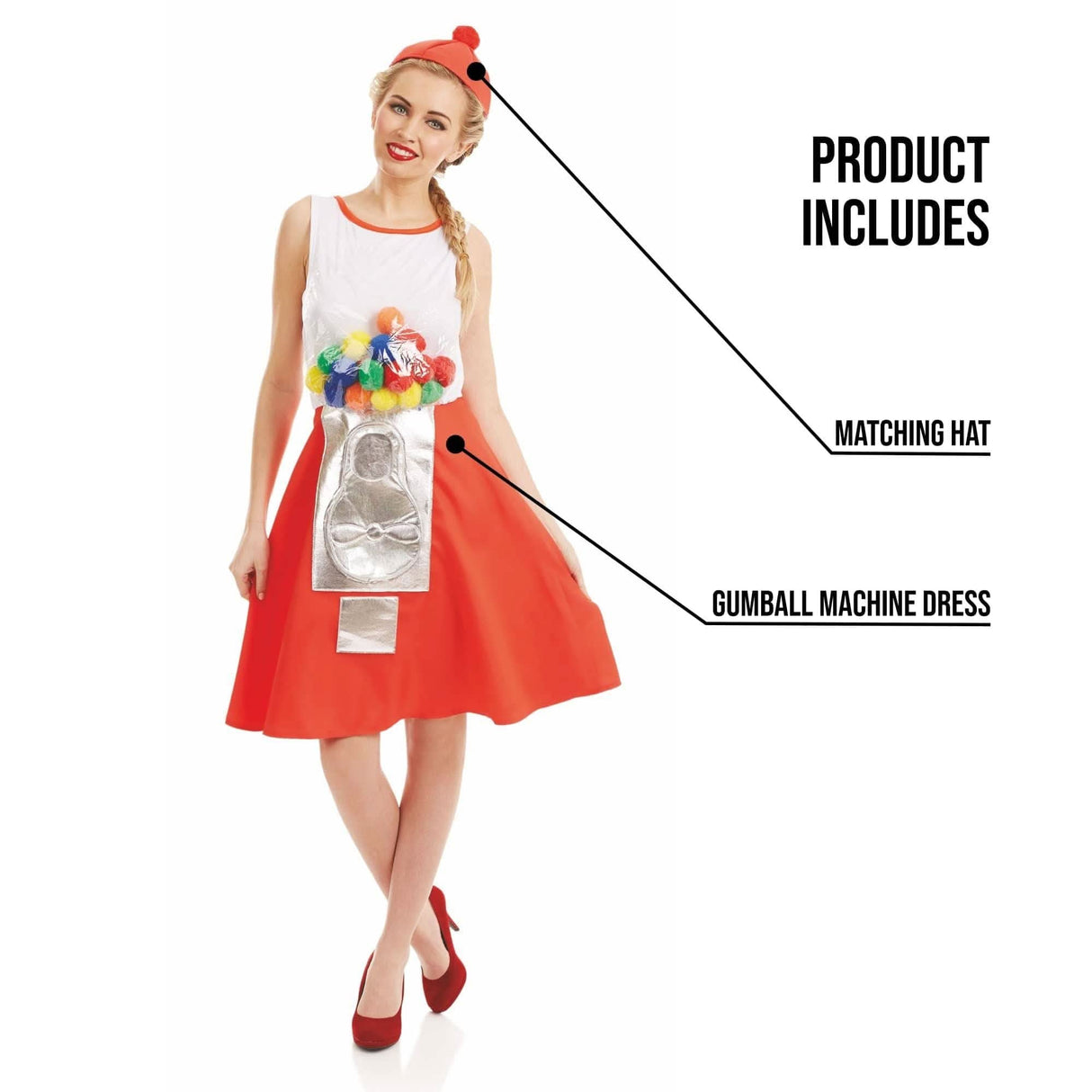 Women's 50s Gumball Machine Dress Costume - L