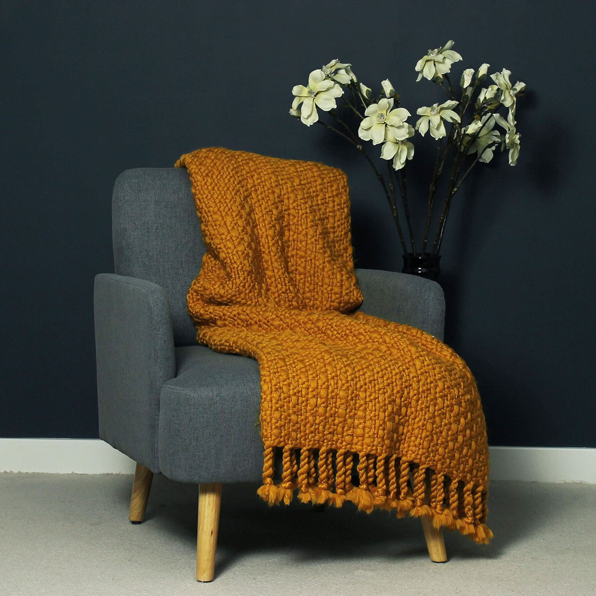 Furn Jocelyn Acrylic Throw - Mustard