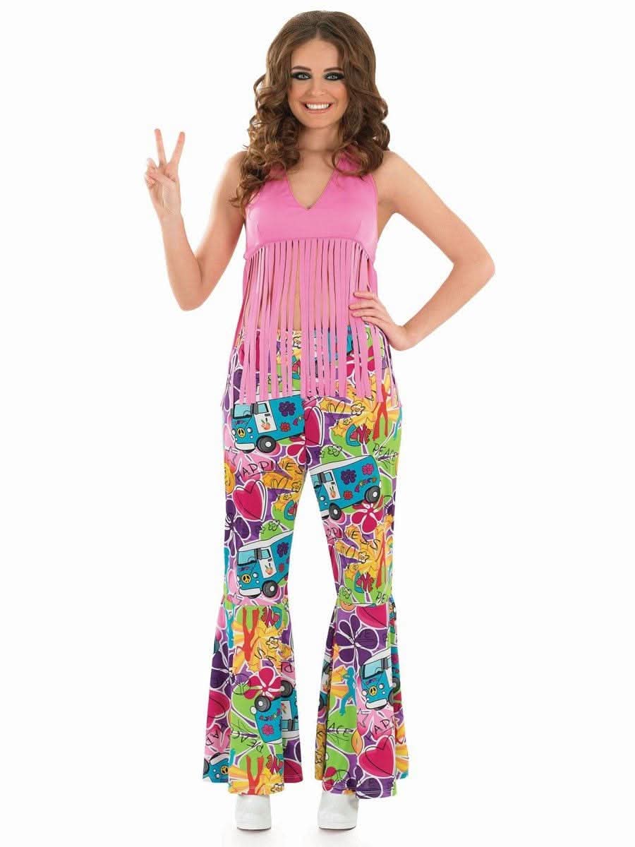 Women's Fringed Hippie Top Neon Pink - XXXL