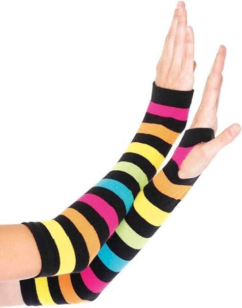 Adult Neon Rainbow Gauntlet Gloves One Size