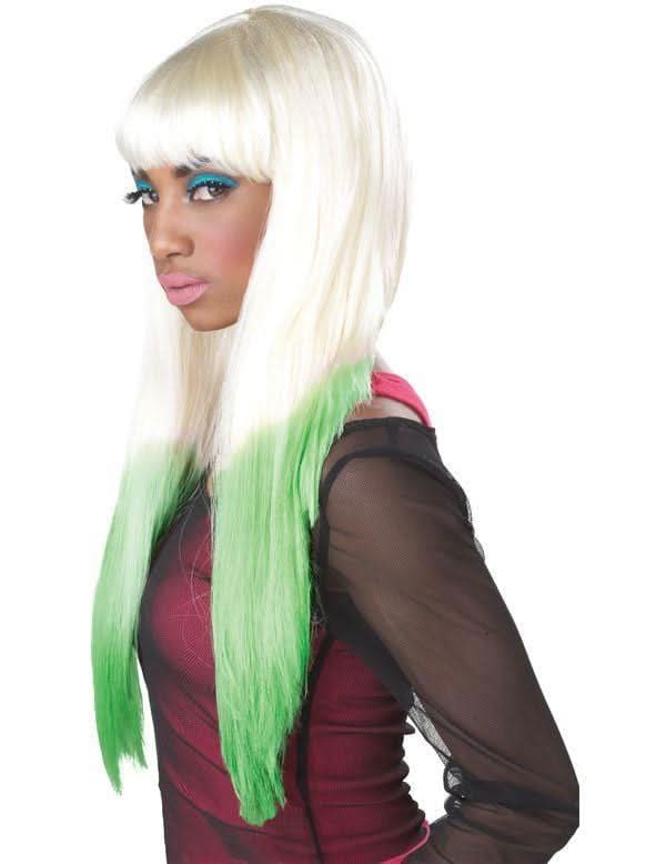 Colour Dipped Nicki Minaj Style Blonde/Green Wig