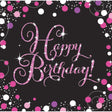 Fancy Dress pink birthday party napkins with glitter Happy Birthday text and colorful confetti design