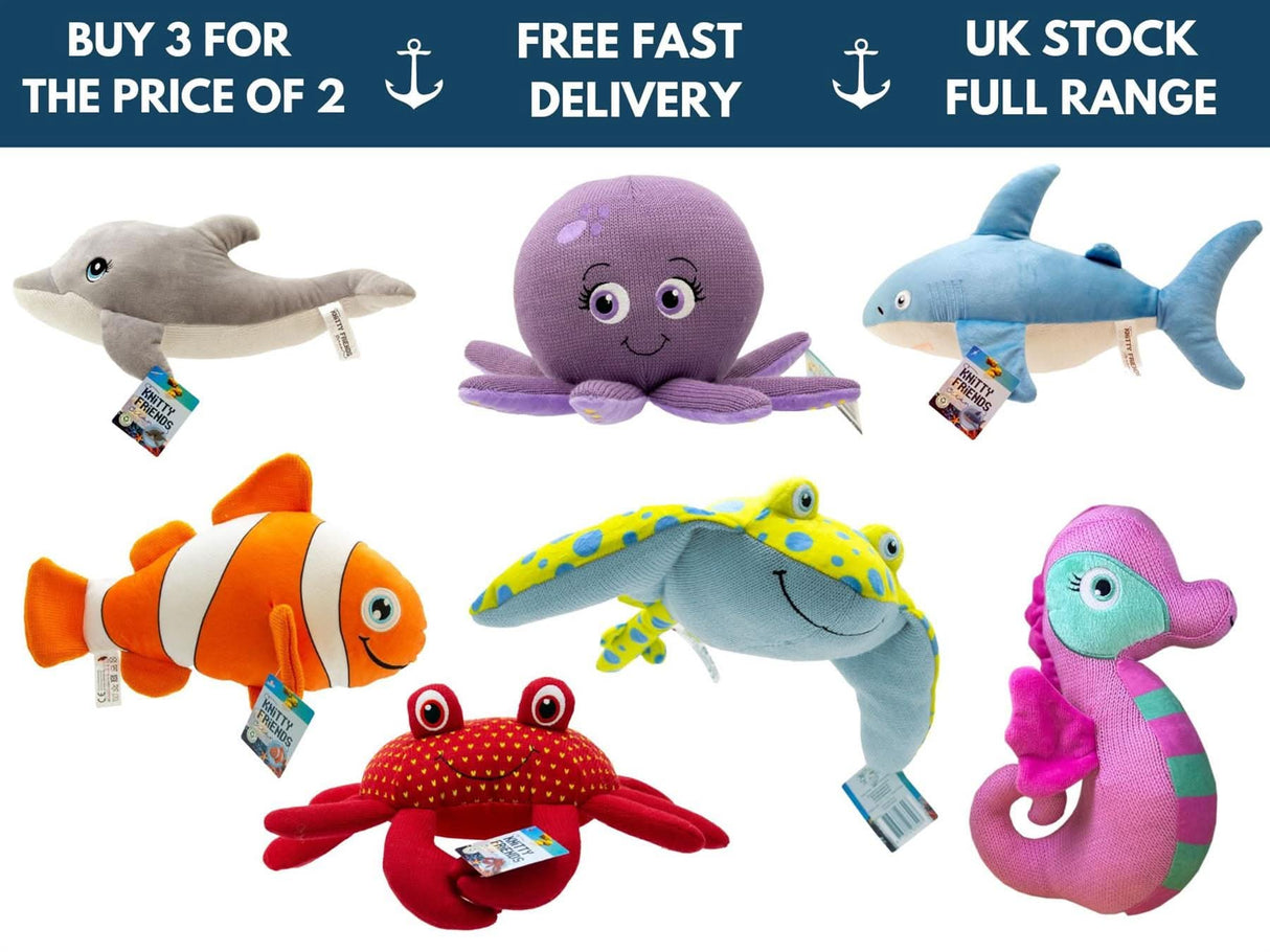 Collection of our 7 Sealife Knitty Friends