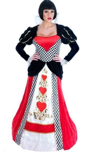 Queen of Hearts Long Dress Womens Fancy Dress Costume Small 8-10