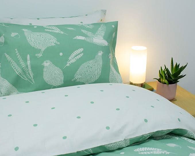 Creative Cloth Moorland Birds Reversible Duvet – Green
