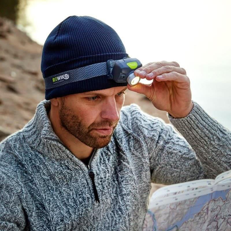 Rewind Rechargeable Headlamp - Adjustable Headband - Micro-usb Charger