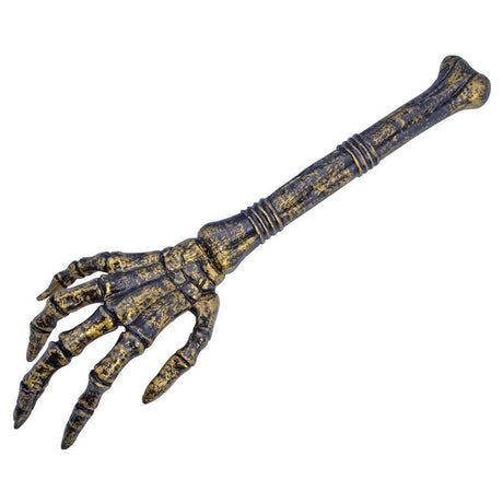 Rubies ghost hand Halloween decoration by Fancy Dress gold and black skeletal hand prop