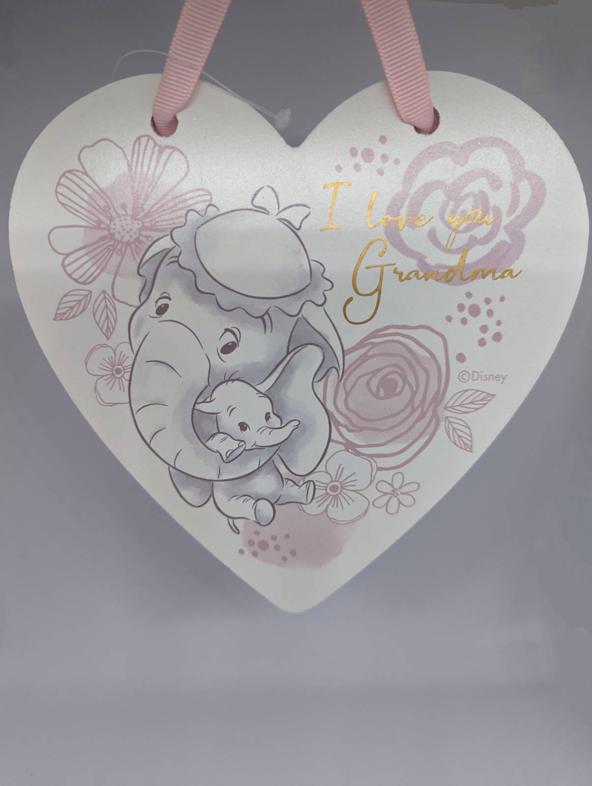 Disney Dumbo Magical Beginnings Hanging Plaque I Love You Grandma Pink