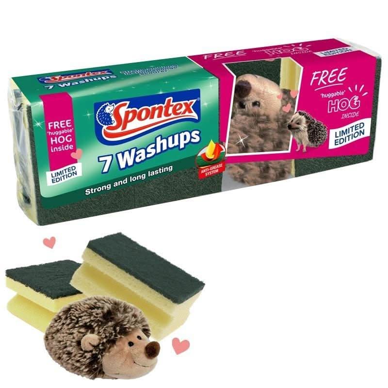 Spontex Washup Sponges 7 pack x 6 + Free Hog