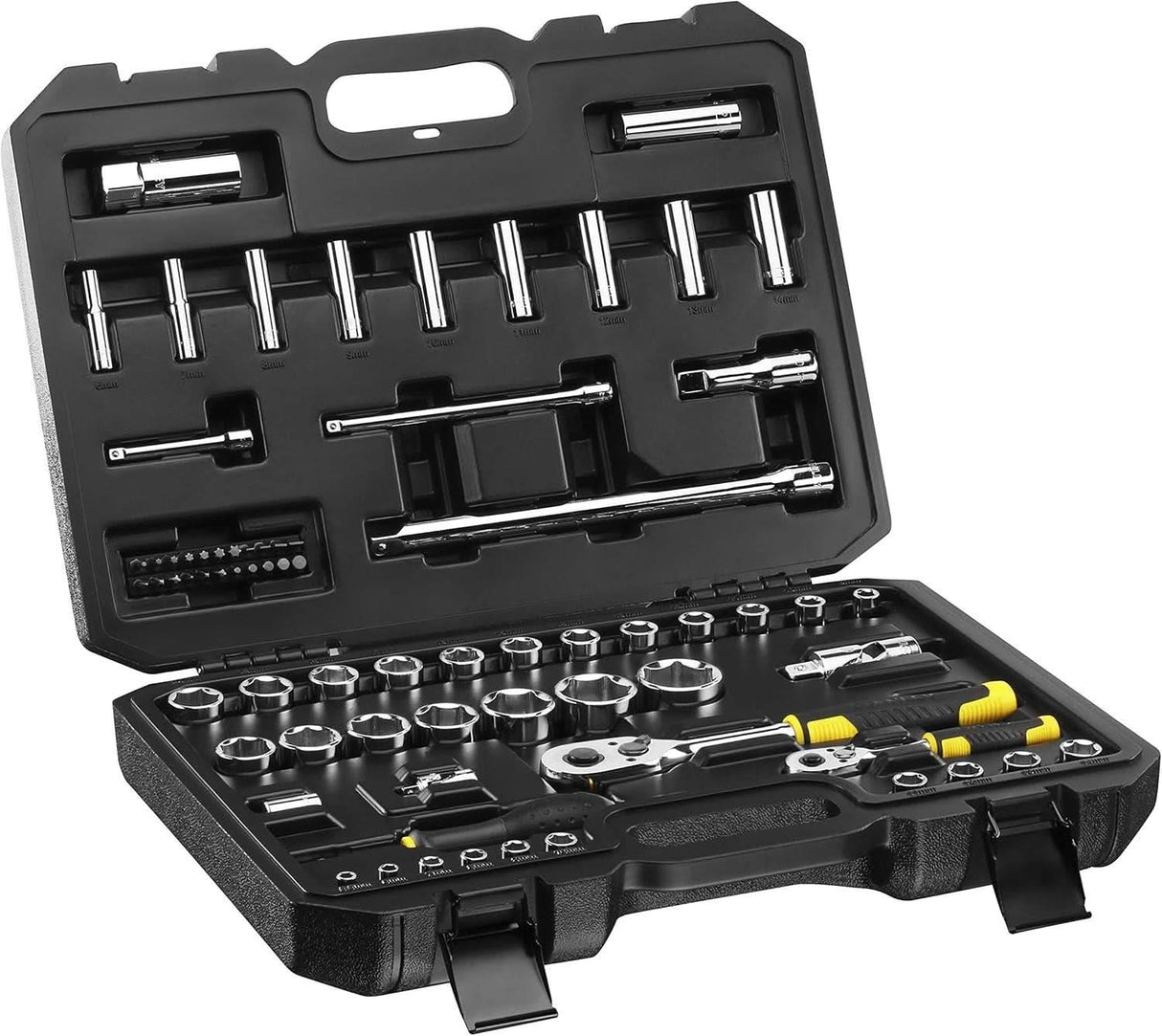 STANLEY 1/4 inch and 1/2 inch 72 Tooth Ratchets and Socket Set with Accessories