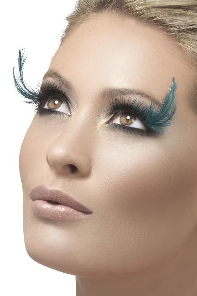 Fever Collection Teal Green Feather Plume Eyelashes