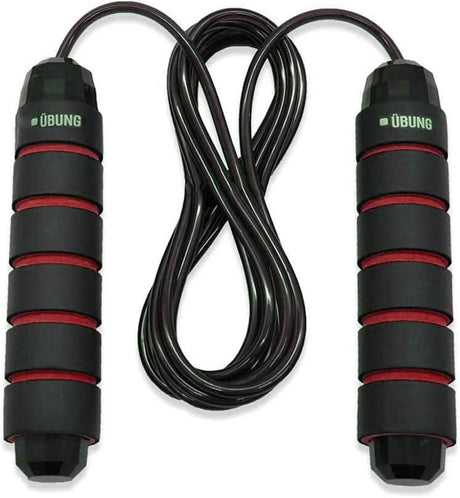 Calitek adjustable skipping rope with black foam padded handles and durable black cable