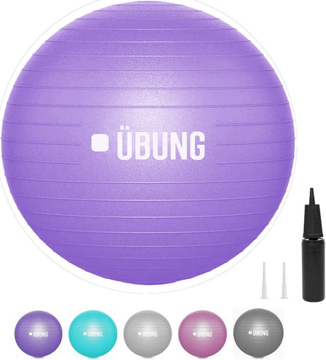 Purple Übung anti burst exercise ball with pump and multiple color options for home workouts