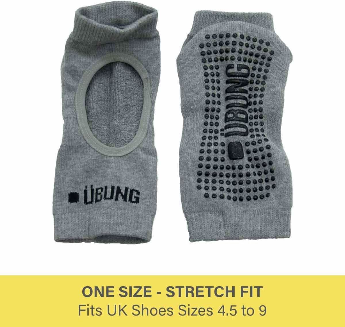 Ubung Grey Yoga CAL173 Non Slip Open Toe Socks Packs of 12 Size 4-9 UK Size
