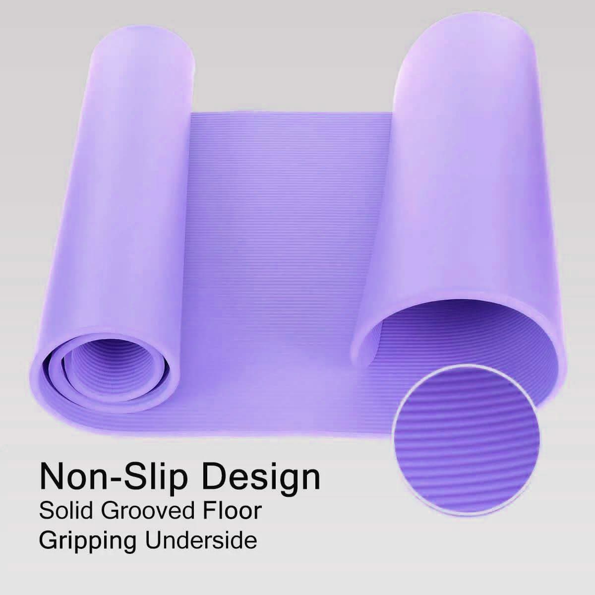UBUNG Yoga Mat Non Slip with Carry Strap 10mm Thick Pilates Yoga Purple