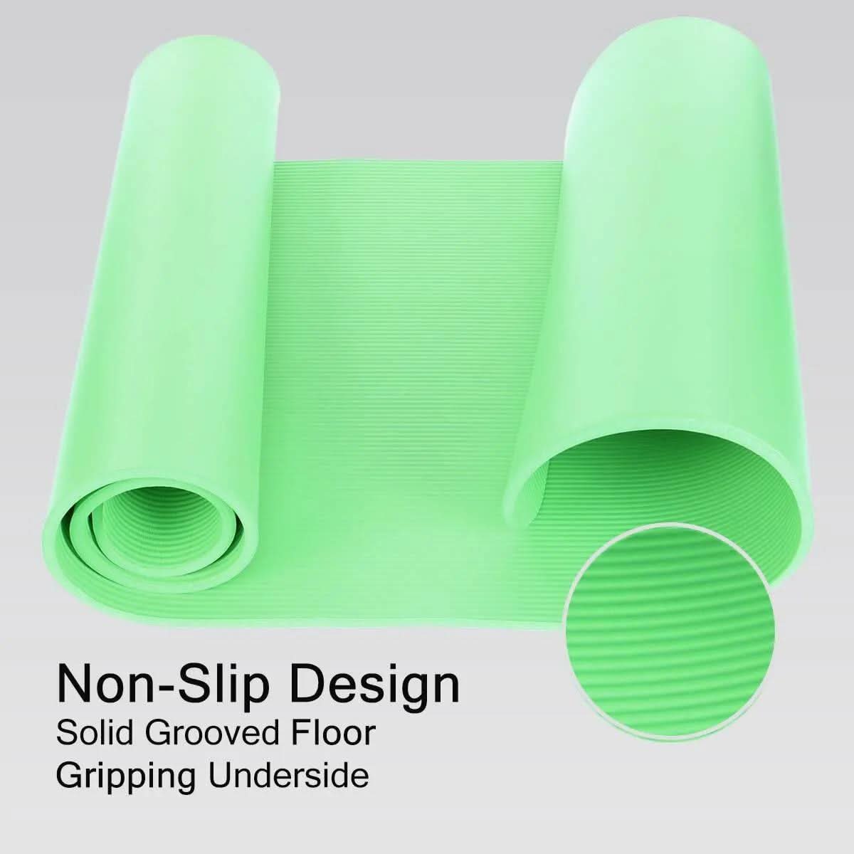 UBUNG 10mm Non-Slip Yoga Mat with Strap – Green