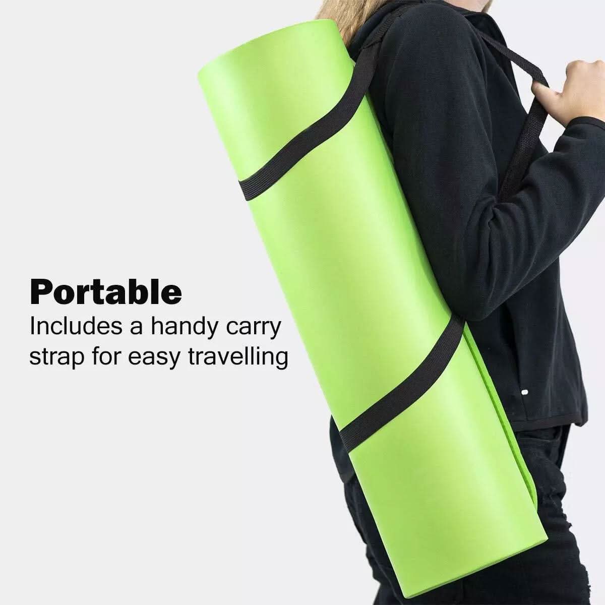 UBUNG 10mm Non-Slip Yoga Mat with Strap – Green