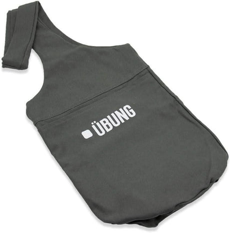 Calitek yoga kit bag with pockets in dark gray featuring an ÜBUNG logo and a shoulder strap