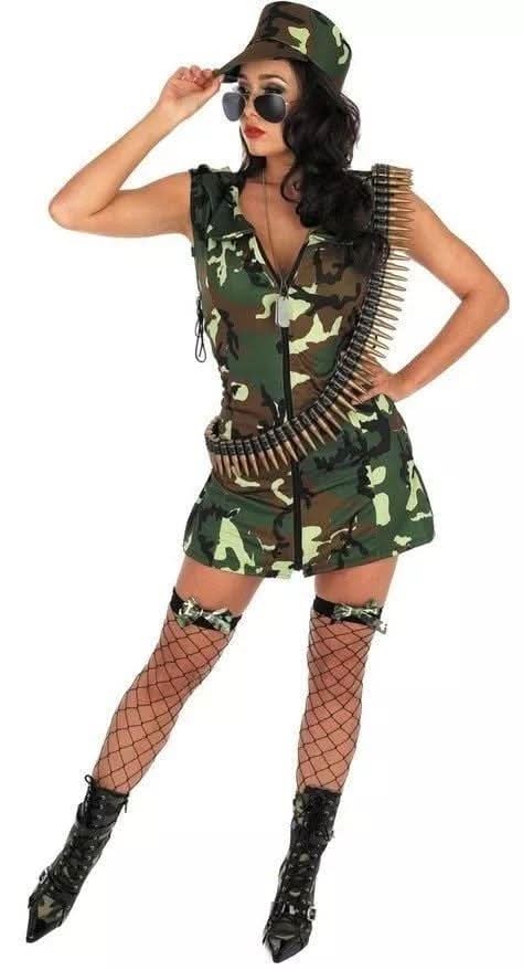 Women's Army Camo Dress Costume - Small