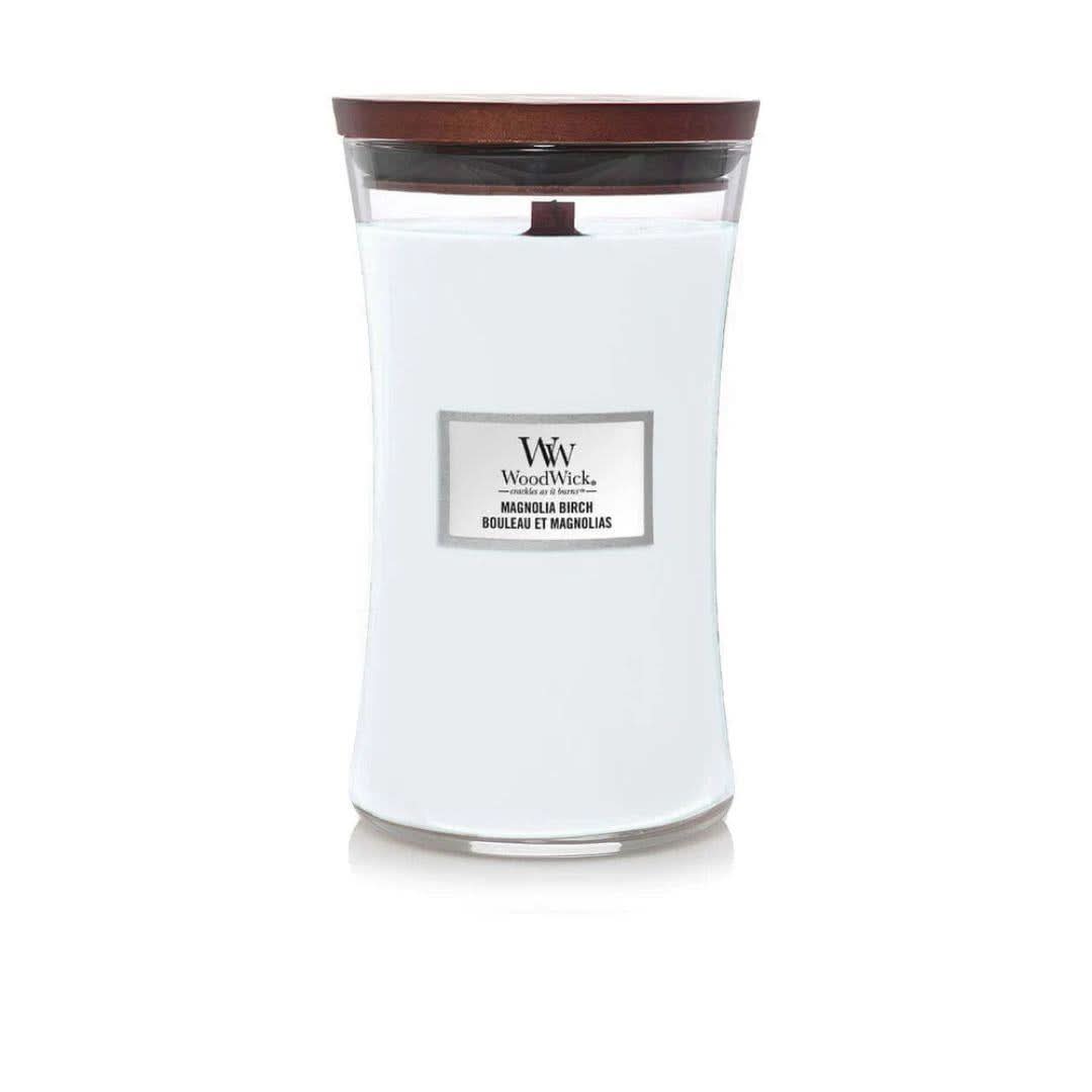 WoodWick Candle Magnolia Birch Large Hourglass White 609g
