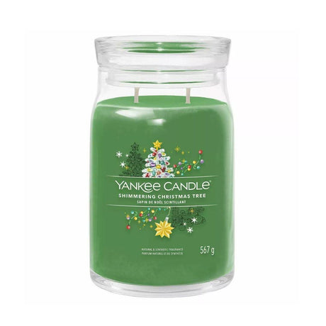 Yankee Candle Christmas Tree scent large green jar candle with festive holiday design