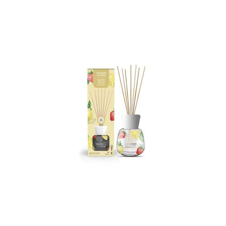 Yankee Candle reed diffuser with fruity print glass bottle and natural reed sticks by CLICKK Home Store