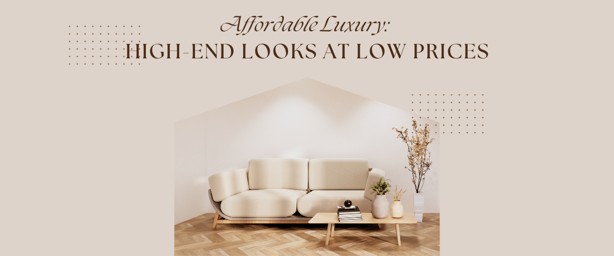 Minimalist living room with beige sofa and modern decor showcasing affordable luxury home decor