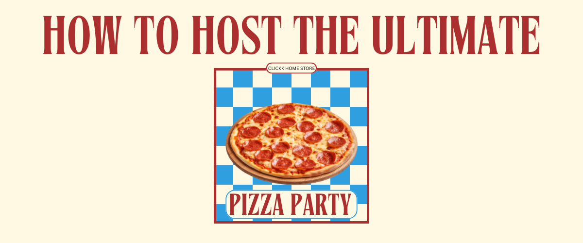 How to host a pizza party at home with a delicious pepperoni pizza on checkered background