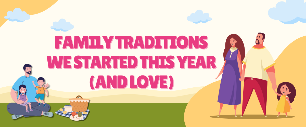 Illustration of a family enjoying a picnic and spending time together creating new family traditions