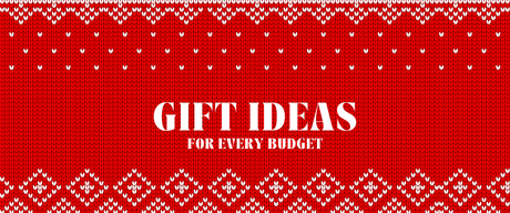 Festive design showcasing best gift ideas for every budget in vibrant red and white knit style