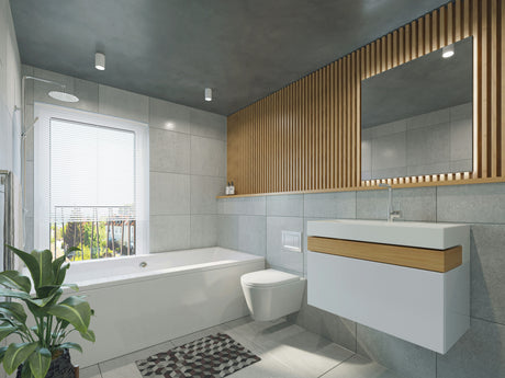Modern bathroom featuring sleek toilet brushes with flexible silicone bristles and clean design