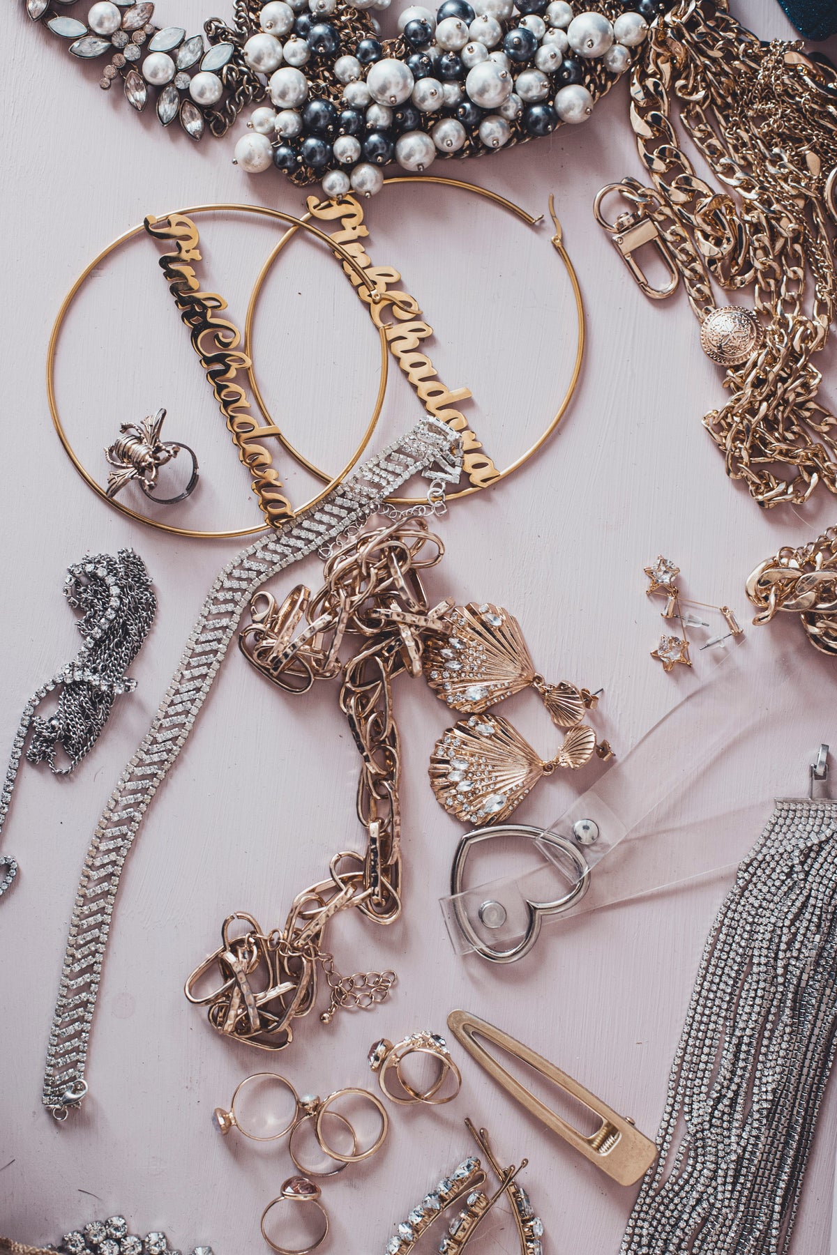 Elegant selection of fancy dress accessories online including gold and silver jewelry, chains, and decorative pieces