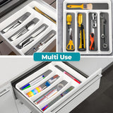5 Compartment Utensil Cutlery Tray Organiser White and Grey
