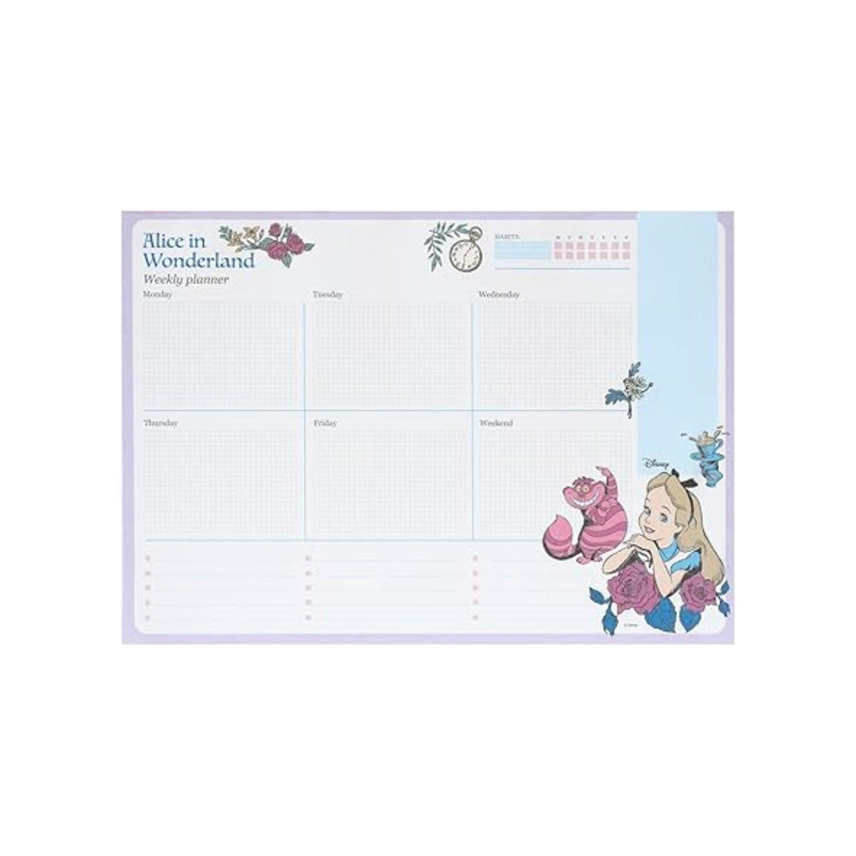 Disney Alice in Wonderland A4 Weekly Planner Notepad