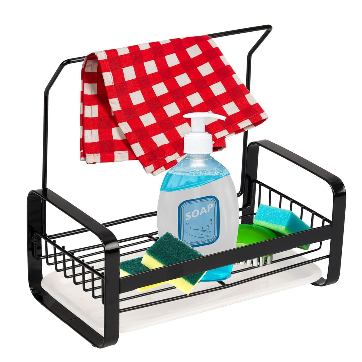 Large Kitchen Sink Caddy Organiser with Drying Rack Black