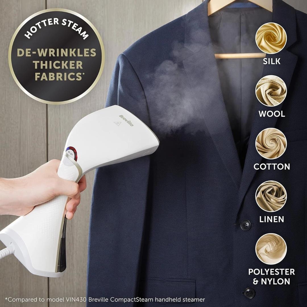 Breville EliteTEMP 1500W Handheld Garment Steamer White/Gold