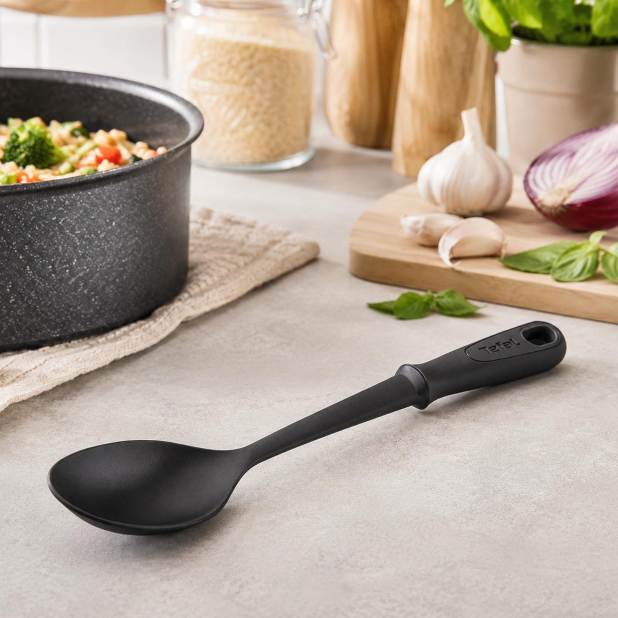 Tefal Comfort Serving Spoon Heat Resistant Non-Scratch Kitchen Tool Black