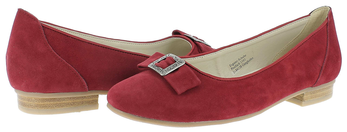 Hirschkogel Women's Closed Toe Ballet Flats - Red, 8.5 UK