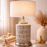 Grey Geometric Ceramic Table Lamp Home Lighting Decor