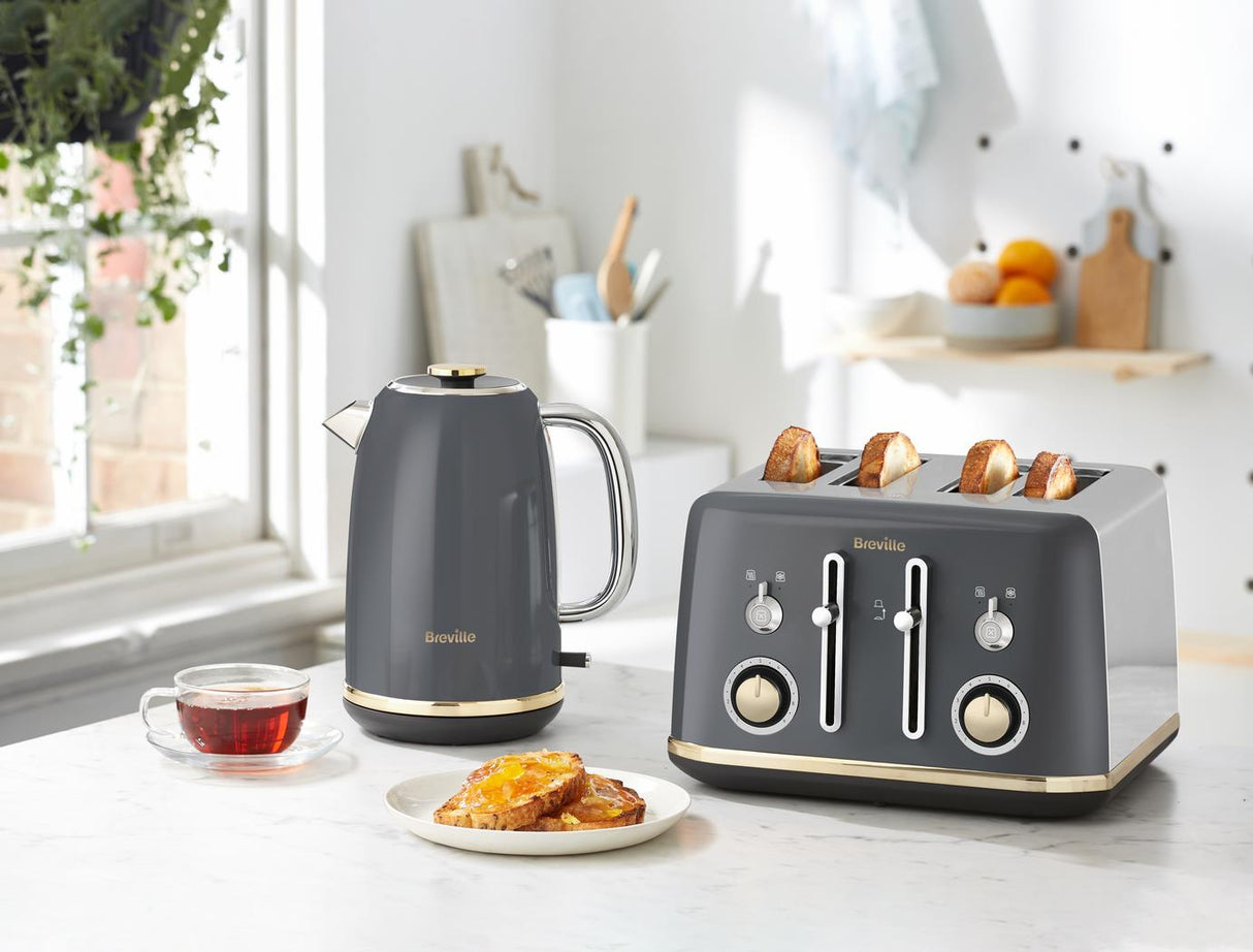 Breville Mostra VTT931 4-Slice Toaster Stainless Steel Grey and Gold